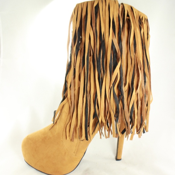 fringe platform heels